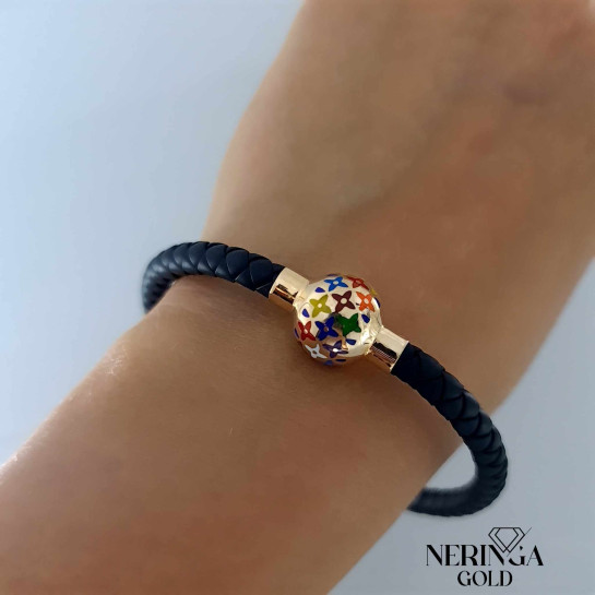 Rose leather gold rubber bracelet #61950