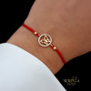 Rose red color cord gold thread bracelet #61937