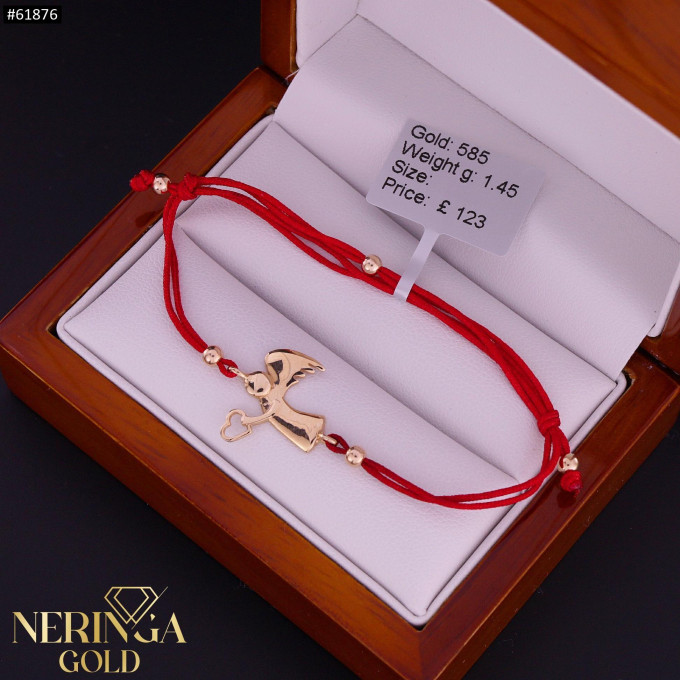 Rose red color cord gold thread bracelet #61876
