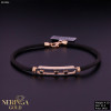 Rose black color cord gold rubber bracelet #61946