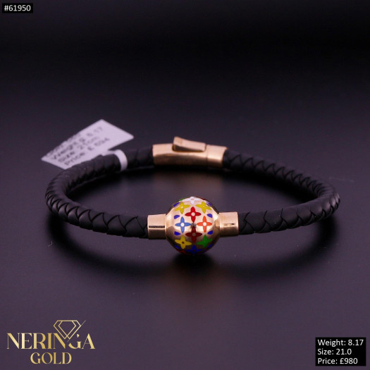 Rose leather gold rubber bracelet #61950