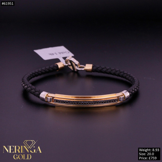 White rose leather gold rubber bracelet #61951