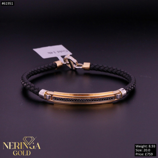 White rose leather gold rubber bracelet #61951