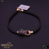 Rose black color cord gold rubber bracelet #66860