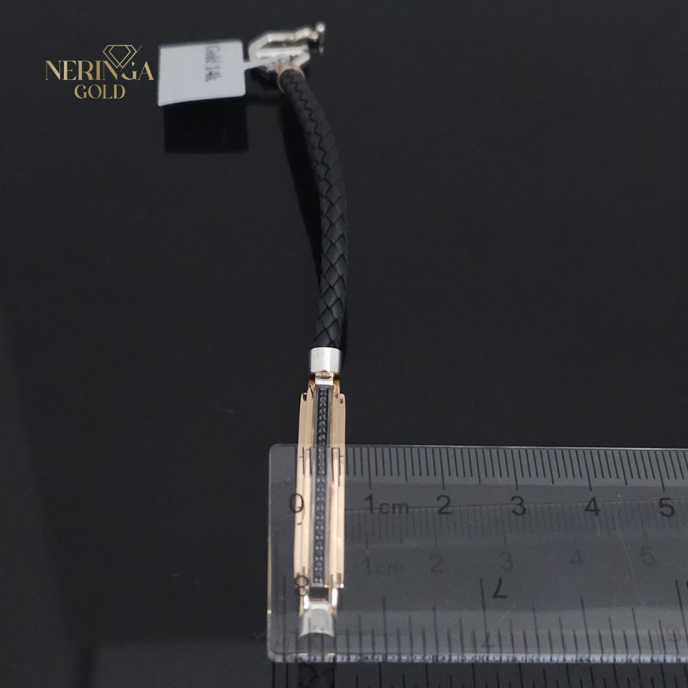 White rose leather gold rubber bracelet #61953