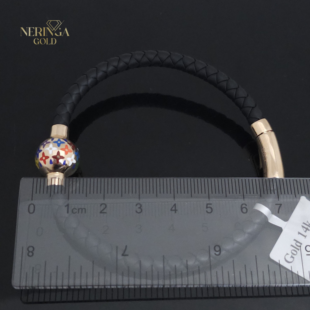 Rose leather gold rubber bracelet #61950