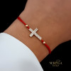 Rose red color cord gold thread bracelet #61920
