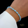 Rose blue color cord gold thread bracelet #61930