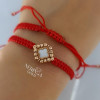 Rose red color cord gold thread bracelet #62792