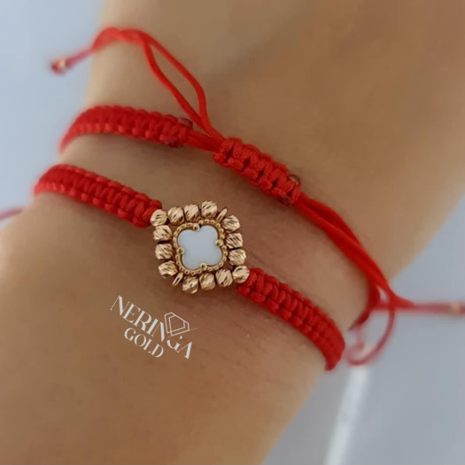 Rose red color cord gold thread bracelet #62792