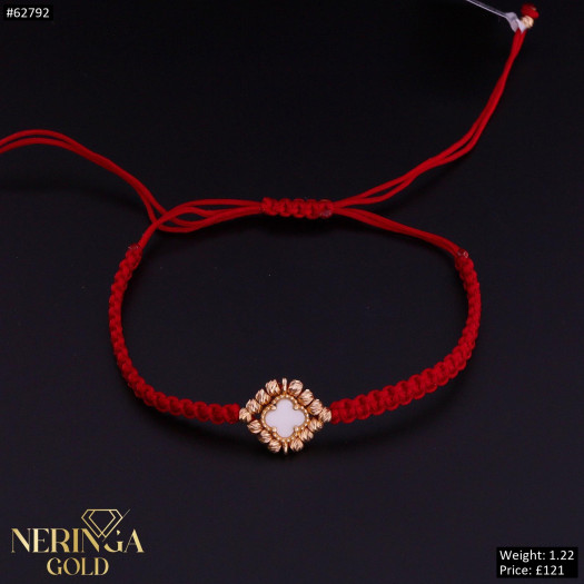 Rose red color cord gold thread bracelet #62792