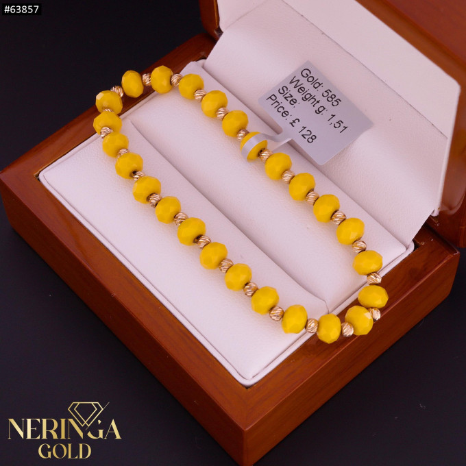 Rose black color cord gold thread bracelet #63857