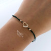 Rose black color cord gold thread bracelet #63846