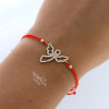 Rose red color cord gold thread bracelet #63844