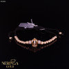 Rose black color cord gold thread bracelet #63824
