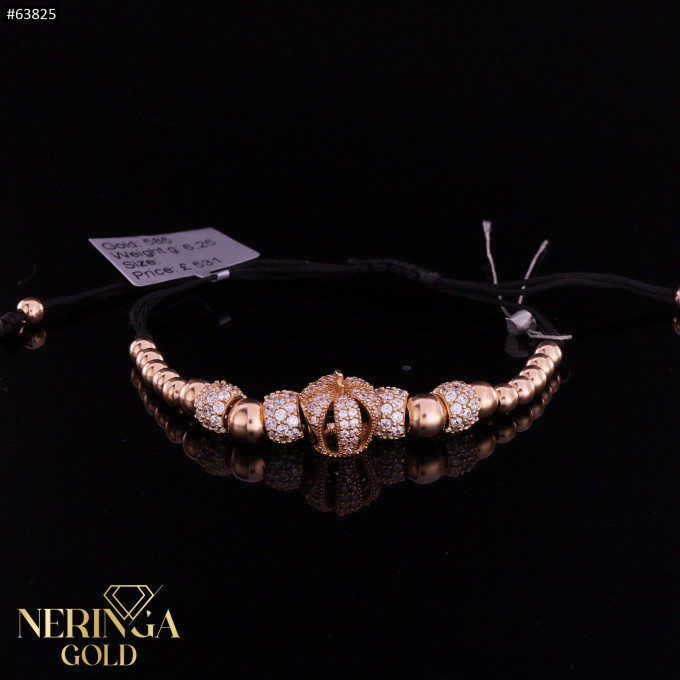 Rose black color cord gold thread bracelet #63825