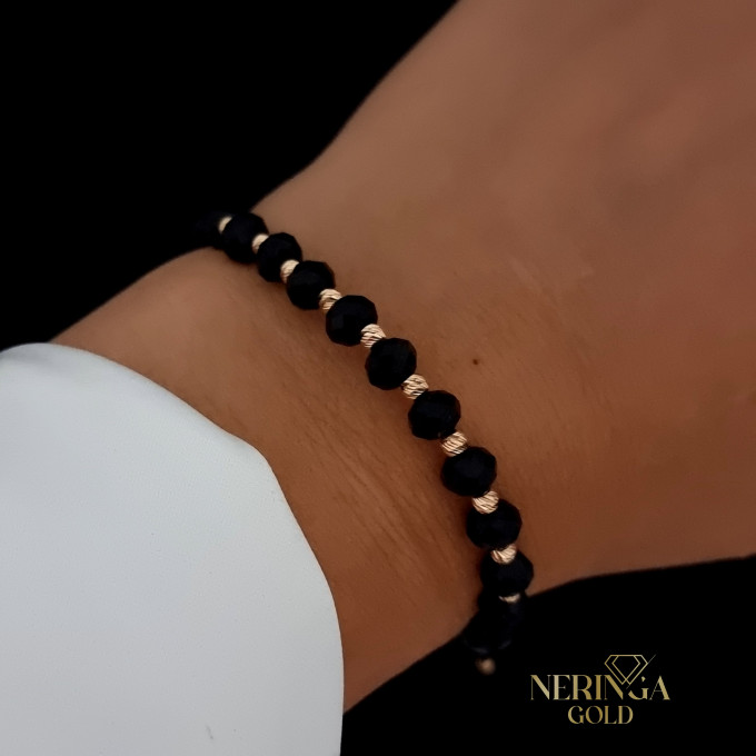 Rose black color cord gold thread bracelet #64235 Rose black color cord gold thread bracelet #64235