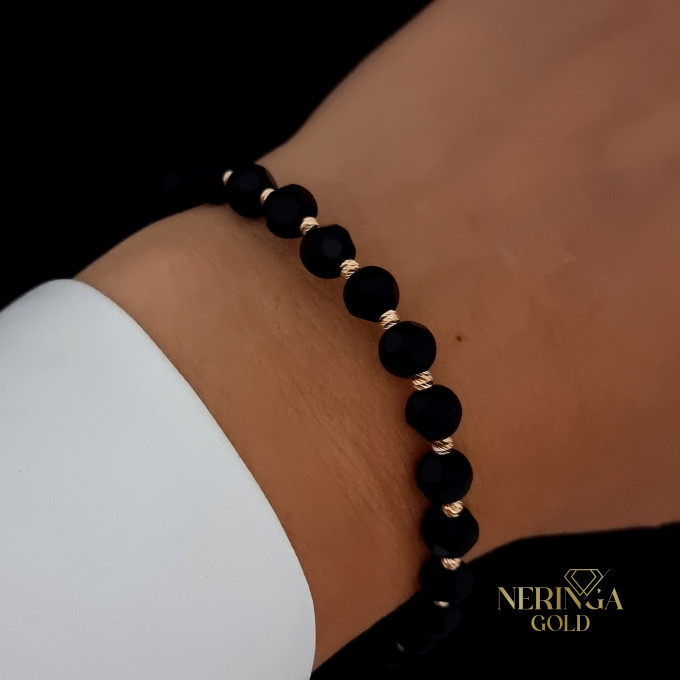Rose black color cord gold thread bracelet #64207 Rose black color cord gold thread bracelet #64207