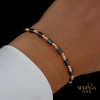 Rose black color cord gold thread bracelet #64281