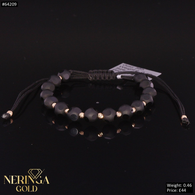 Rose black color cord gold thread bracelet #64209