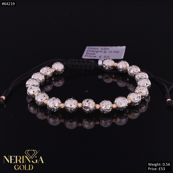 Rose black color cord gold thread bracelet #64219