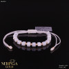 Rose white color cord gold thread bracelet #64250