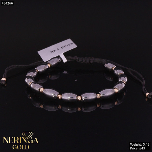 Rose black color cord gold thread bracelet #64266