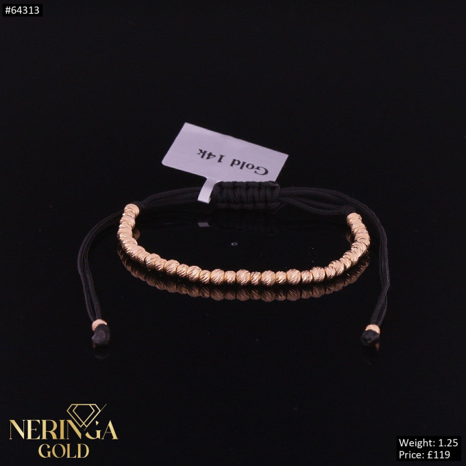 Rose black color cord gold thread bracelet #64313