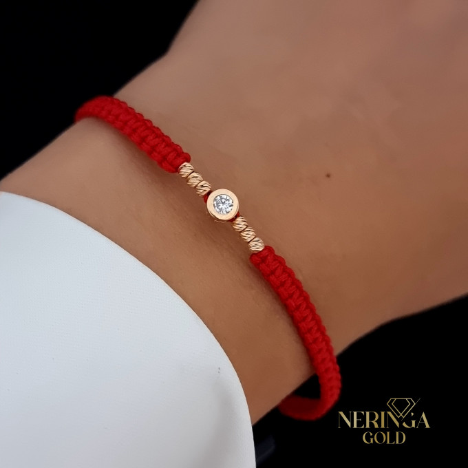 Rose red color cord gold thread bracelet #64734 Rose red color cord gold thread bracelet #64734