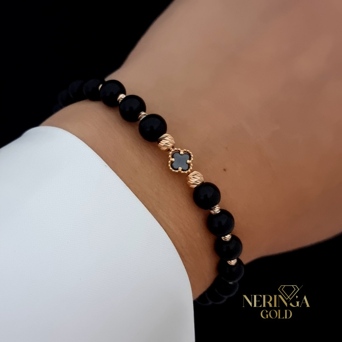 Rose black color cord gold thread bracelet #64763 Rose black color cord gold thread bracelet #64763