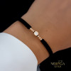 Rose black color cord gold thread bracelet #64750