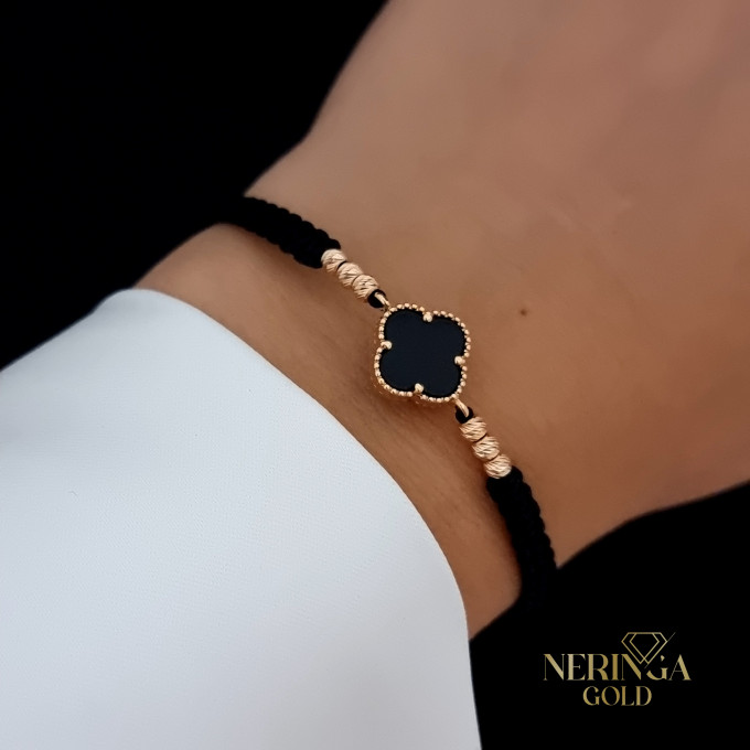 Rose black color cord gold thread bracelet #64766 Rose black color cord gold thread bracelet #64766