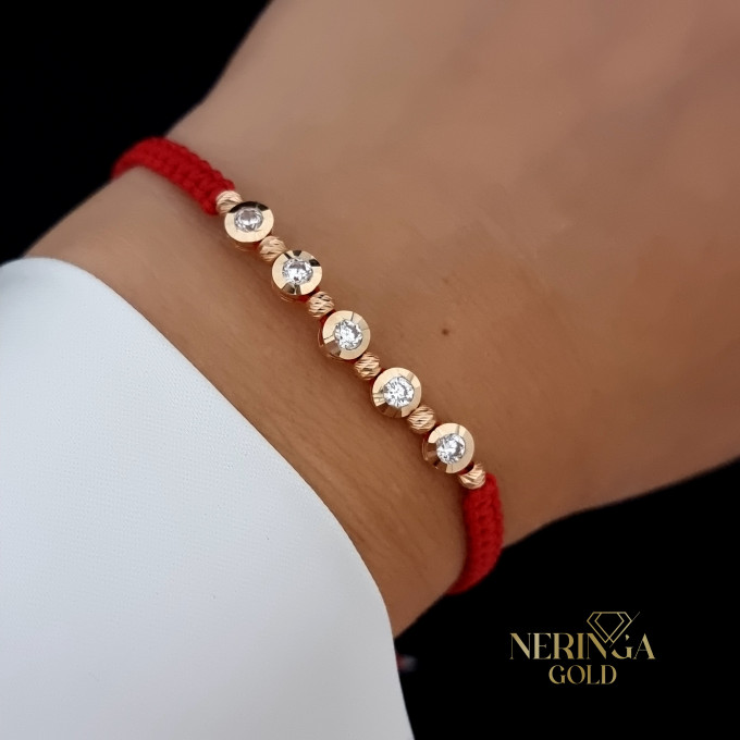 Rose red color cord gold thread bracelet #64730 Rose red color cord gold thread bracelet #64730