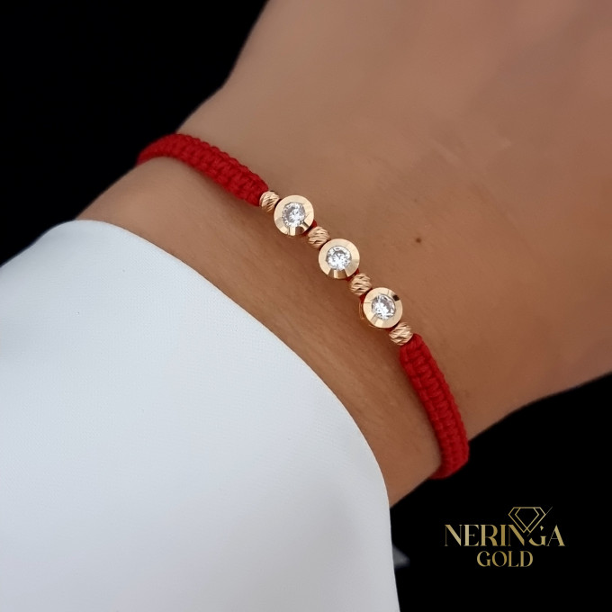 Rose red color cord gold thread bracelet #64771 Rose red color cord gold thread bracelet #64771