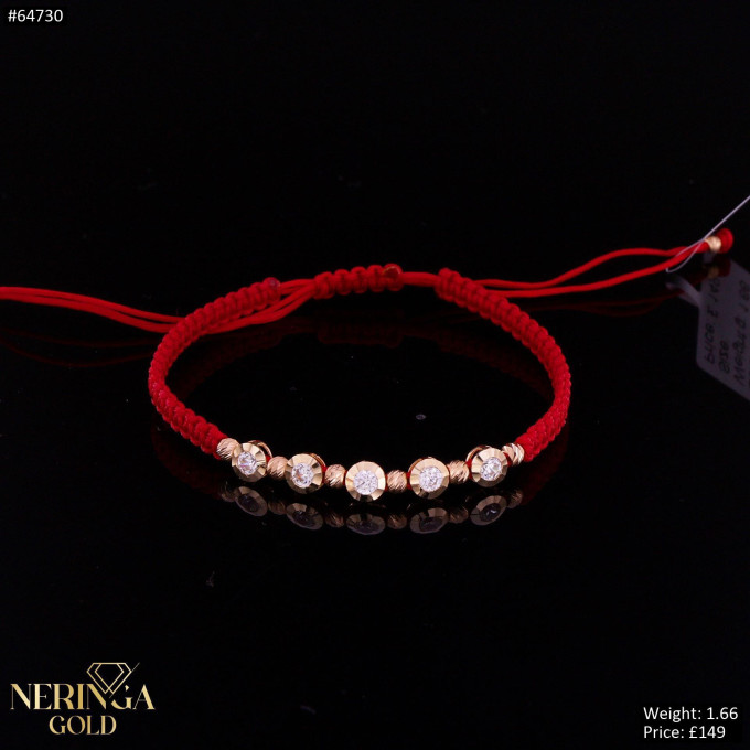 Rose red color cord gold thread bracelet #64730 Rose red color cord gold thread bracelet #64730