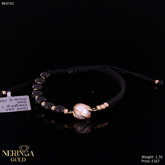 Rose black color cord gold thread bracelet #64742 Rose black color cord gold thread bracelet #64742