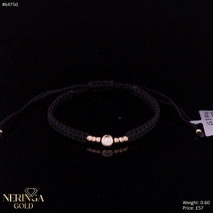 Rose black color cord gold thread bracelet #64750 Rose black color cord gold thread bracelet #64750