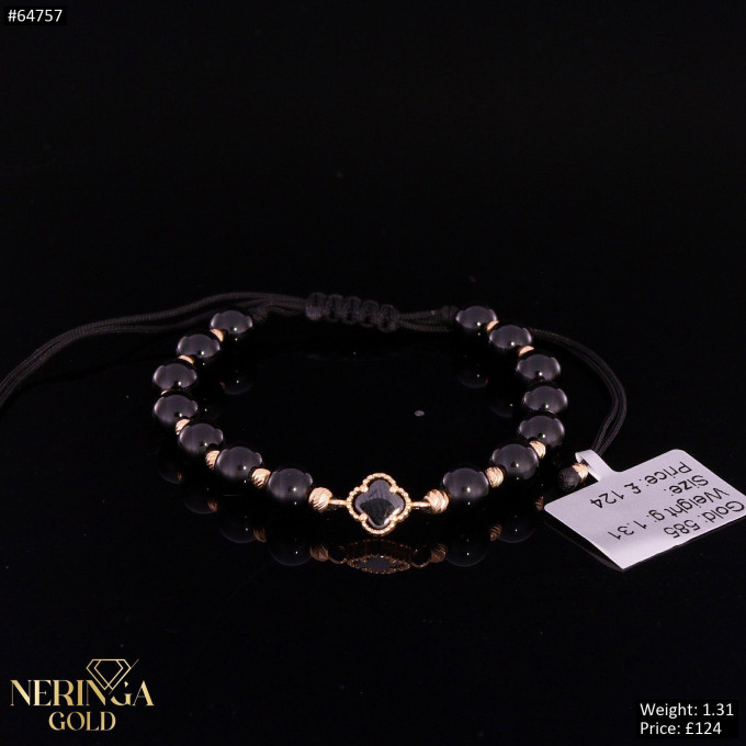 Rose black color cord gold thread bracelet #64757 Rose black color cord gold thread bracelet #64757