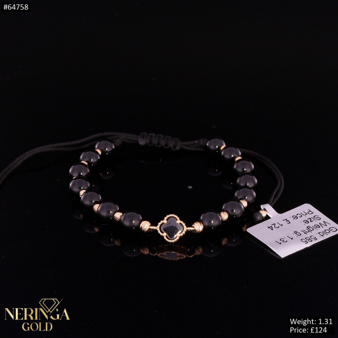Rose black color cord gold thread bracelet #64758 Rose black color cord gold thread bracelet #64758