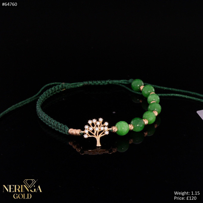Rose green color cord gold thread bracelet #64760 Rose green color cord gold thread bracelet #64760