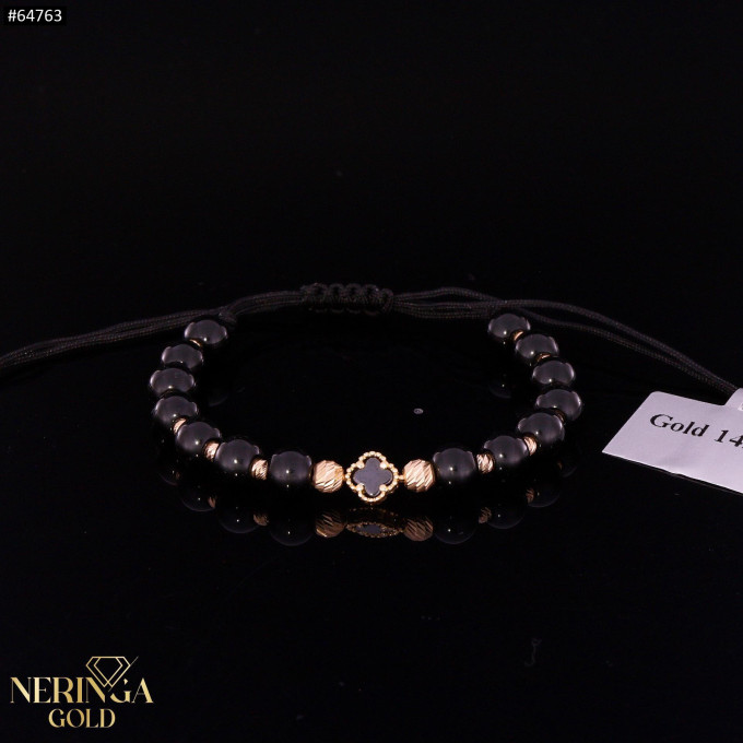 Rose black color cord gold thread bracelet #64763 Rose black color cord gold thread bracelet #64763