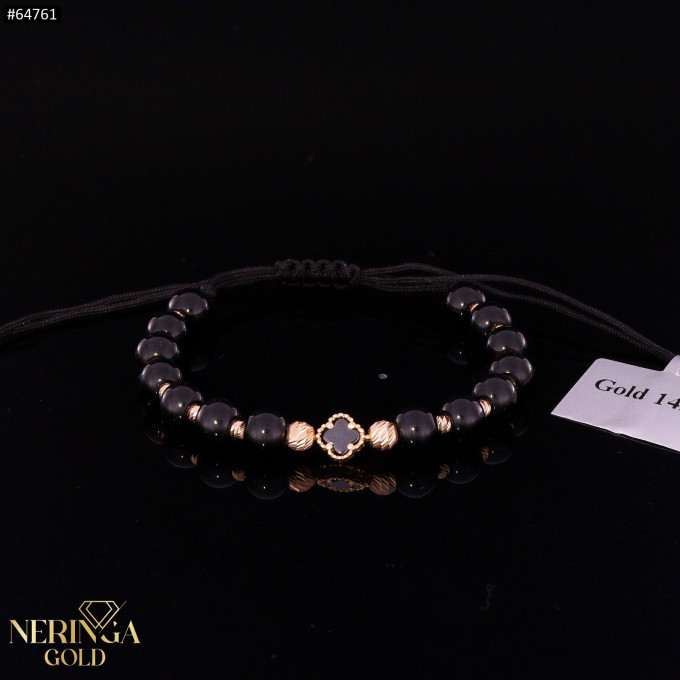Rose black color cord gold thread bracelet #64761 Rose black color cord gold thread bracelet #64761
