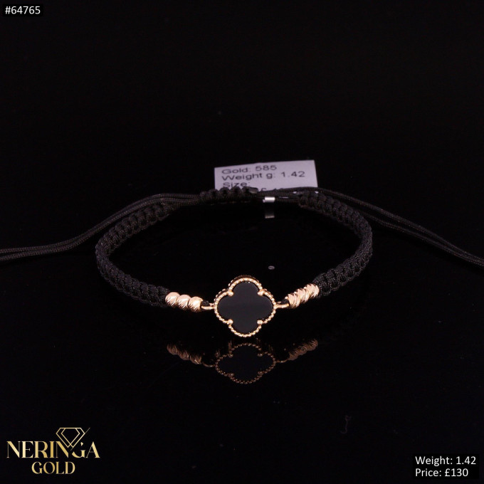 Rose black color cord gold thread bracelet #64765 Rose black color cord gold thread bracelet #64765
