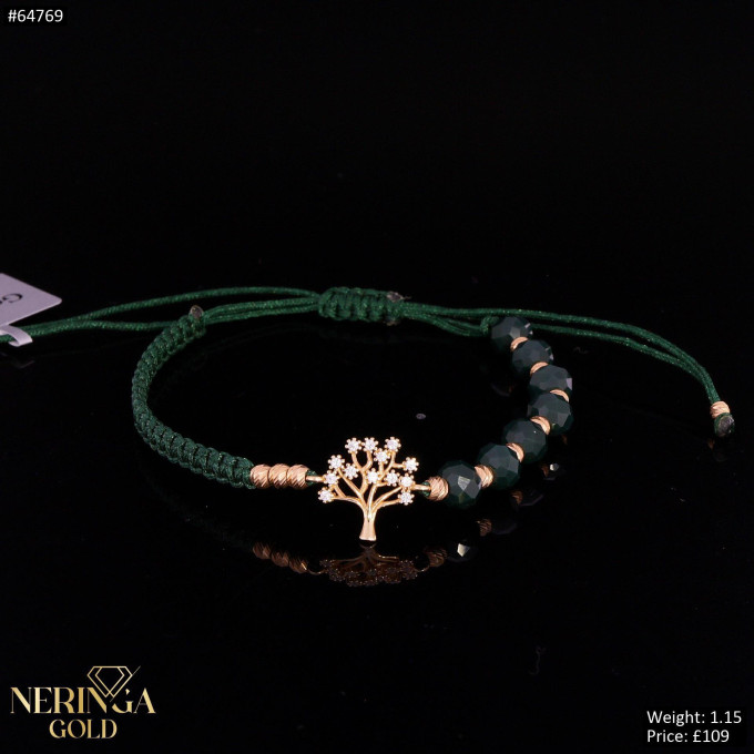 Rose green color cord gold thread bracelet #64769 Rose green color cord gold thread bracelet #64769