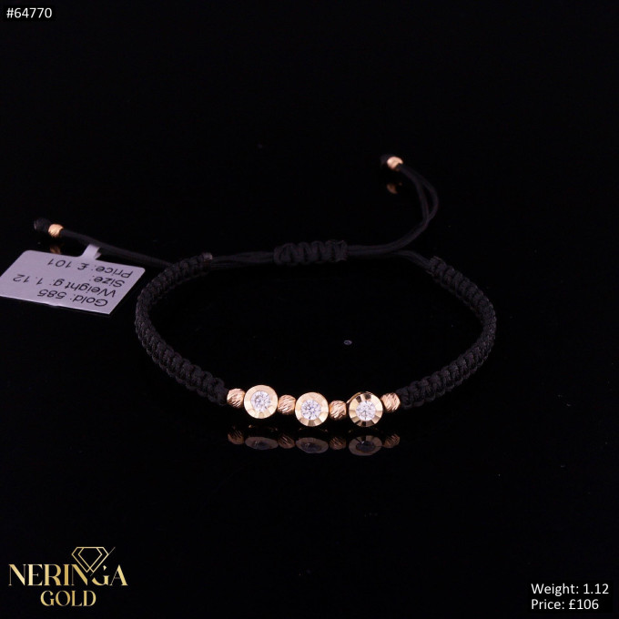 Rose black color cord gold thread bracelet #64770 Rose black color cord gold thread bracelet #64770