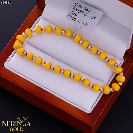 Rose black color cord gold thread bracelet #66851