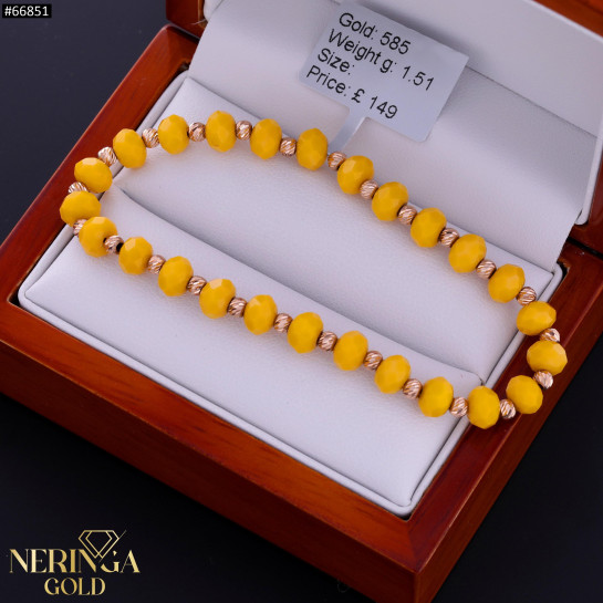 Rose black color cord gold thread bracelet #66851