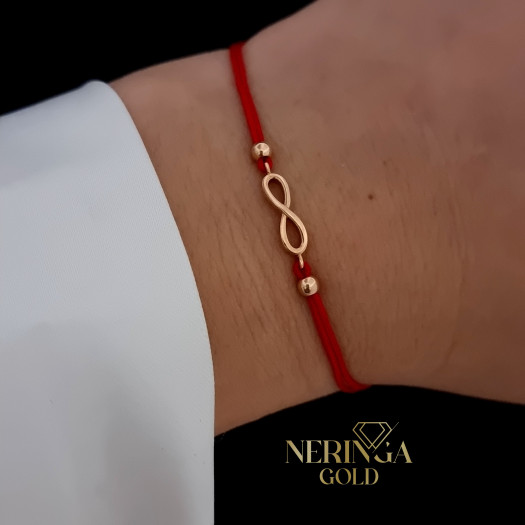 Rose red color cord gold thread bracelet #68418