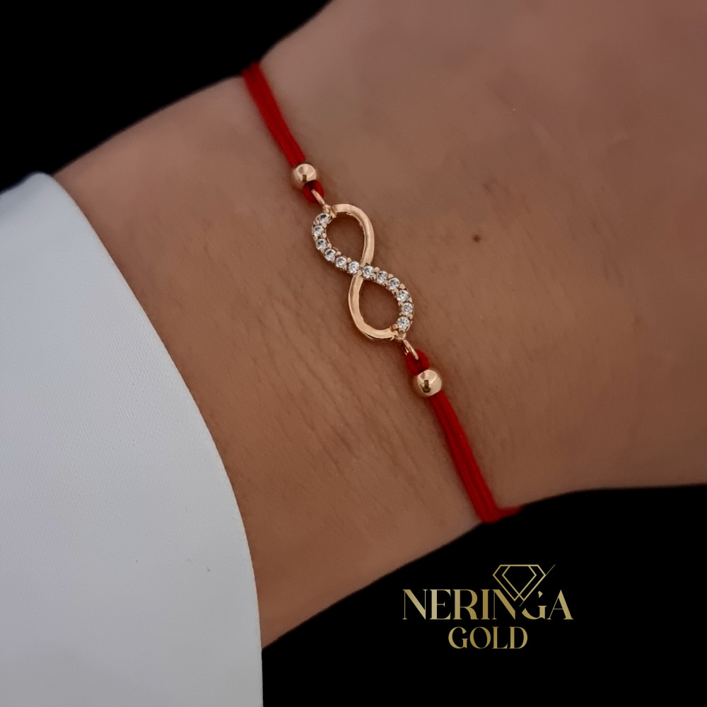 Rose red color cord gold thread bracelet #68419