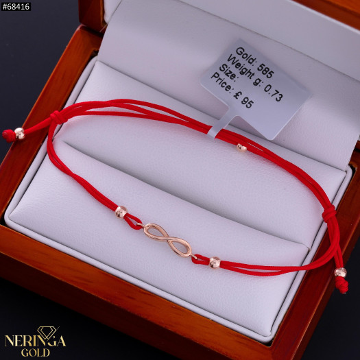 Rose red color cord gold thread bracelet #68416
